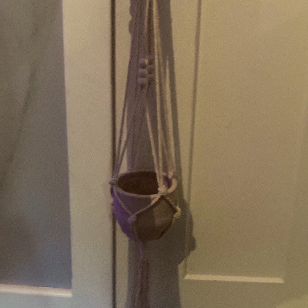 Macrame hanging pot holder with pot included